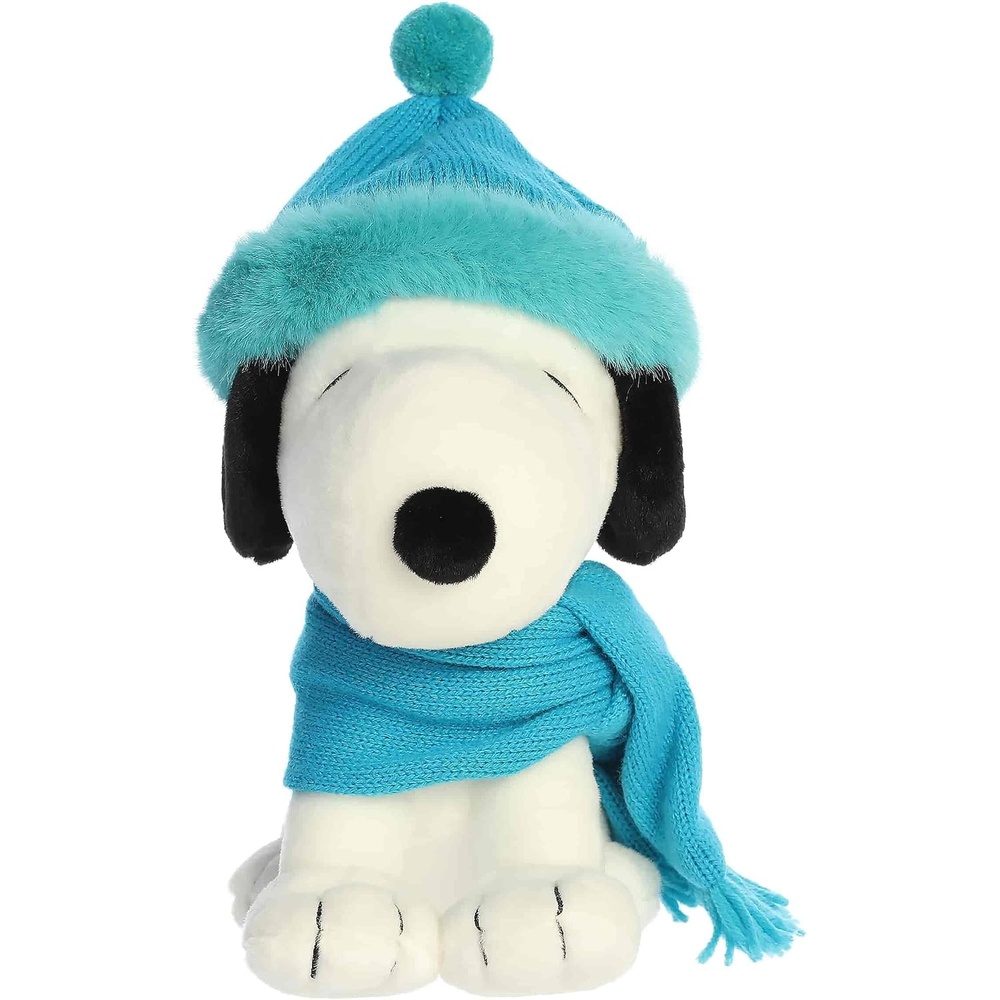 image:imageAurora Festive Peanuts Winter Scarf Snoopy Stuffed Animal  Officially Licensed Toys for All Snoopy Fans  Perfect for Holiday Decorations or Gifts  Blue 8 Inches