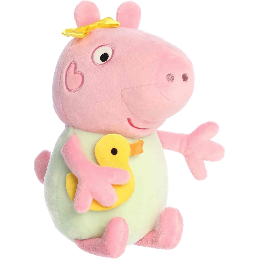 image:imageAurora Playful Peppa Pig Baby Evie with Rubber Ducky Stuffed Animal  Officially Licensed Toys for All Fans  Perfect for Birthdays Adults and Kids All Ages  Pink 12 Inches