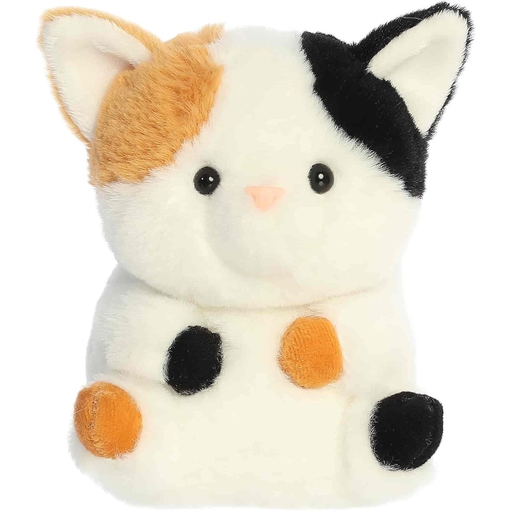 image:imageAurora Playful Rolly Pet Caroline Calico Cat Stuffed Animal  Compact Size for OntheGo Fun  for Adults Kids Birthdays and Anniversaries  Multicolor 5 Inches