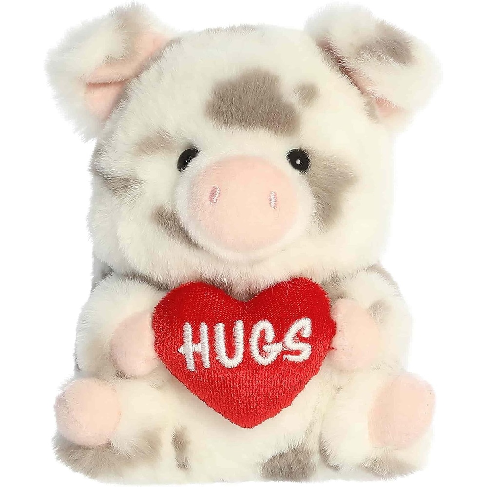 image:imageAurora Playful Rolly Pet Hugs Spotted Pig Stuffed Animal  Soft Keepsake for Loved Ones  Perfect for Decorating Rooms and Valentines Day  Gray 5 Inches
