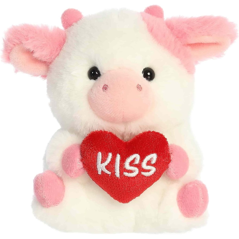image:imageAurora Playful Rolly Pet Kiss Cow Stuffed Animal  Soft Keepsake for Loved Ones  Perfect for Decorating Rooms and Valentines Day  Pink 5 Inches