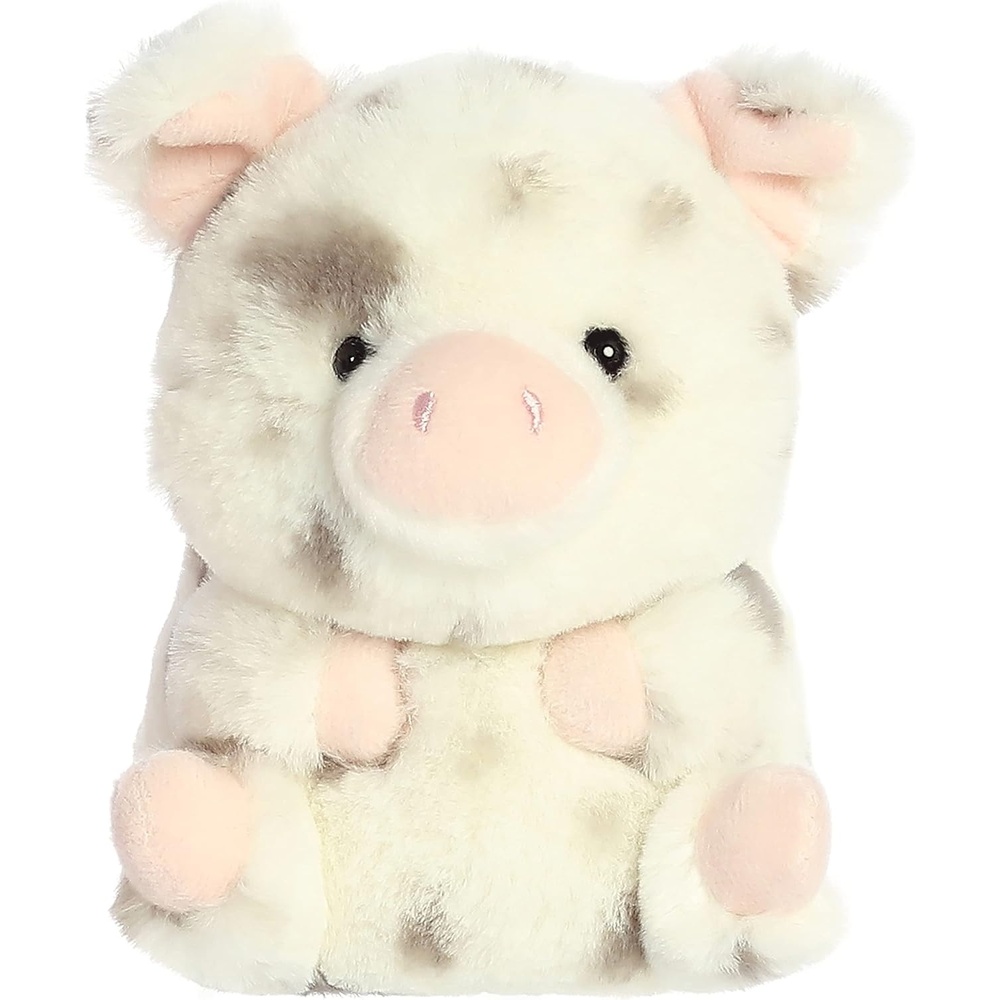 image:imageAurora Playful Rolly Pet Periwinkle Pig Stuffed Animal  Compact Size For OntheGo Fun  For Adults Kids Birthdays and Anniversaries  White 6 Inches