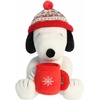 Aurora® Festive Peanuts® Winter Hat Snoopy with Mug Stuffed Animal – Officially Licensed Toys for All Snoopy Fans – Perfect for Holiday Decorations or Gifts – White 12 Inches