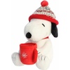 Aurora® Festive Peanuts® Winter Hat Snoopy with Mug Stuffed Animal – Officially Licensed Toys for All Snoopy Fans – Perfect for Holiday Decorations or Gifts – White 12 Inches