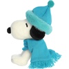 Aurora Festive Peanuts Winter Scarf Snoopy Stuffed Animal – Officially Licensed Toys for All Snoopy Fans – Perfect for Holiday Decorations or Gifts – Blue 8 Inches