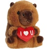 Aurora Playful Rolly Pet I Love U Capybara Stuffed Animal – Soft Keepsake for Loved Ones – Perfect for Decorating Rooms and Valentine’s Day – Brown 5 Inches