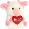 Aurora Playful Rolly Pet Kiss Cow Stuffed Animal – Soft Keepsake for Loved Ones – Perfect for Decorating Rooms and Valentine’s Day – Pink 5 Inches