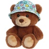 Aurora® Vibrant SmileyWorld® Bucket Hat Bear Stuffed Animal – Eye-Catching Designs for Retro Decor – Toys for Bedrooms, Birthday Gifts, and Celebrations – Brown 7 Inches