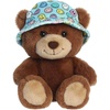 Aurora® Vibrant SmileyWorld® Bucket Hat Bear Stuffed Animal – Eye-Catching Designs for Retro Decor – Toys for Bedrooms, Birthday Gifts, and Celebrations – Brown 7 Inches