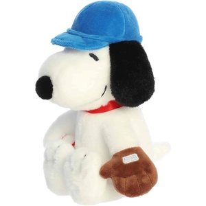Aurora® Adorable Peanuts® Baseball Snoopy Stuffed Animal – Officially Licensed Toys for All Snoopy Fans – Nostalgic Gift for Adults and Birthday Celebrations – White 9 Inches