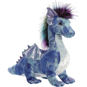 Aurora® Exquisite Luxe Boutique™ Zion Dragon™ Stuffed Animal – Luxurious Elegance – Sensory Delight – Blue 14.5 Inches