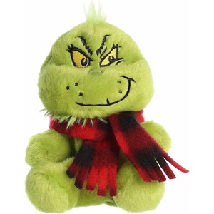 Aurora® Festive Dr. Seuss™ Grinch with Scarf Palm Pals™ Stuffed Animal – Officially Licensed Plush for Imaginative Play – Perfect for Holiday Decorations or Gifts – Green 5 Inches