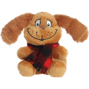 Aurora Festive Dr. Seuss Max with Scarf Palm Pals Stuffed Animal – Officially Licensed Plush for Imaginative Play – Perfect for Holiday Decorations or Gifts – Brown 4.5 Inches