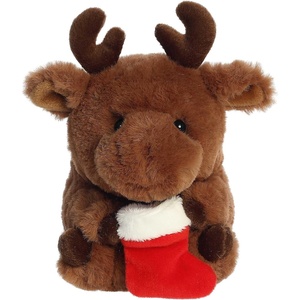 Aurora® Festive Rolly Pet™ Markus Moose™ Stuffed Animal – Compact Size for On-the-Go Fun – for Adults, Kids, Birthdays, and Anniversaries – Brown 6 Inches