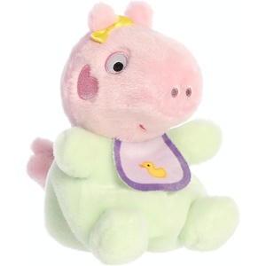 Aurora® Playful Peppa Pig™ Baby Evie with Bib Palm Pals™ Stuffed Animal – Officially Licensed Toys for All Fans – Perfect for Birthdays, Adults and Kids All Ages – Pink 5 Inches
