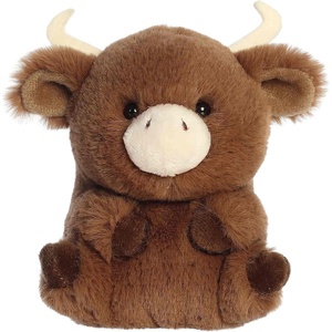 Aurora® Playful Rolly Pet™ Liam Longhorn™ Stuffed Animal – Compact Size for On-the-Go Fun – for Adults, Kids, Birthdays, and Anniversaries – Brown 5 Inches