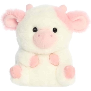 Aurora® Playful Rolly Pet™ Strawberry Milk Cow™ Stuffed Animal – Compact Size for On-the-Go Fun – for Adults, Kids, Birthdays, and Anniversaries – Pink 5 Inches
