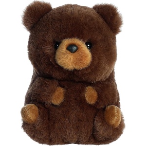 Aurora® Round Rolly Pet™ Brambles Brown Bear™ Stuffed Animal – Adorable Companions – On-The-Go Fun – Brown 5 Inches