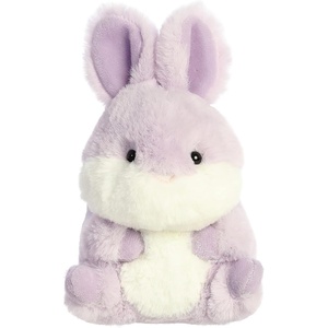 Aurora Round Rolly Pet Bunny Lavender Stuffed Animal – Adorable Companions – On-The-Go Fun – Lavender 5 Inches