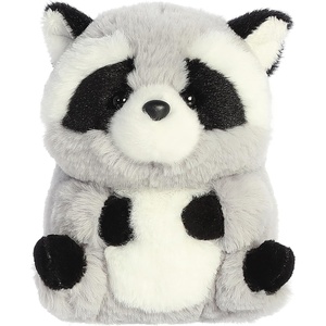 Aurora® Round Rolly Pet™ Ripley Raccoon Stuffed Animal – Adorable Companions – On-The-Go Fun – Gray 5 Inches