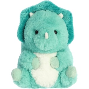 Aurora® Round Rolly Pet™ Teya Triceratops™ Stuffed Animal – Adorable Companions – On-The-Go Fun – Blue 5 Inches