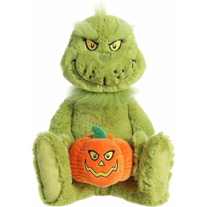 Aurora Spooky Dr. Seuss Jack-O-Lantern Grinch Stuffed Animal – Officially Licensed Plush for Imaginative Play – Perfect for Halloween Decorations and Gifts – Green 10.5 Inches