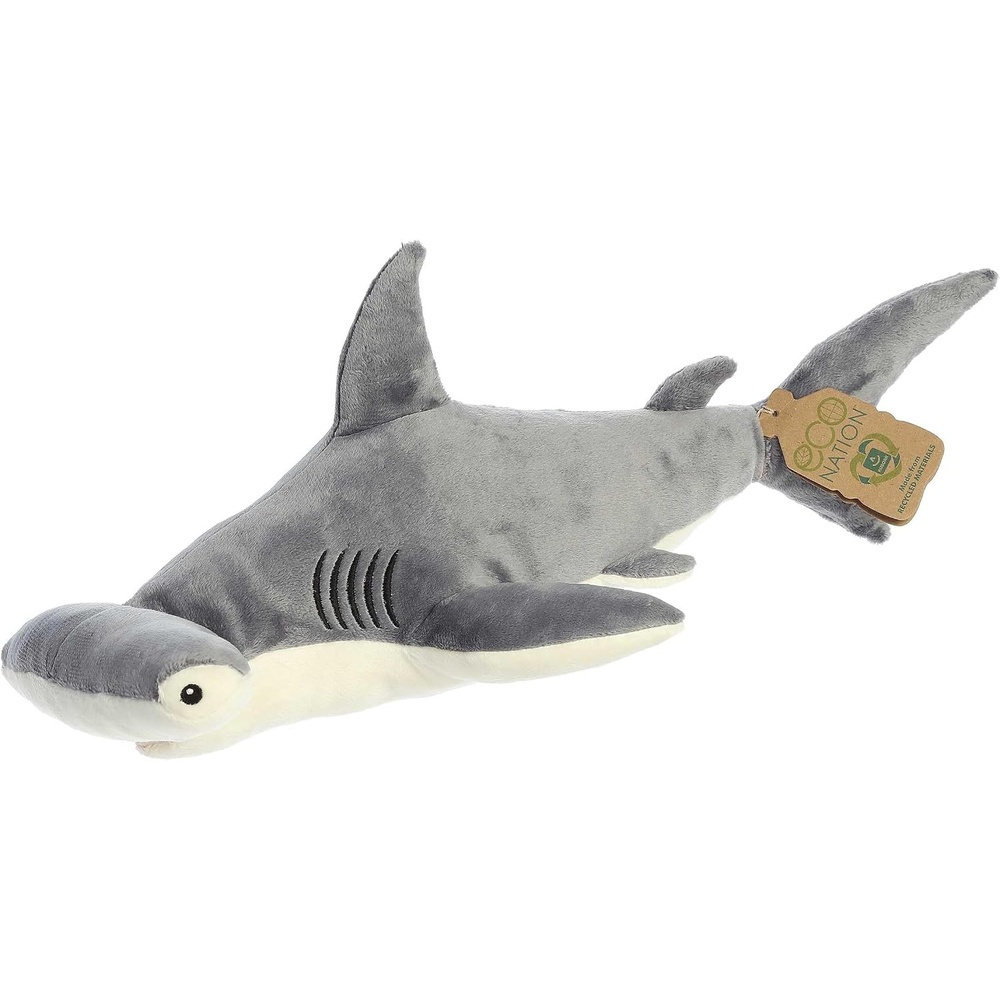 image:imageAurora Responsibly Made Eco Nation Eco Hugs Hammerhead Shark Stuffed Animal  Ideal for Playtime Adventures  Perfect for Birthdays or Just Because  Grey 18 Inches