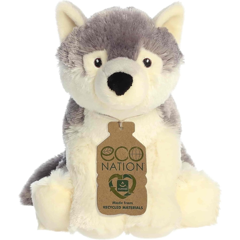 image:imageAurora Responsibly Made Eco Nation Eco Hugs Wolf Stuffed Animal  Ideal for Playtime Adventures  Perfect for Birthdays or Just Because  Gray 105 Inches