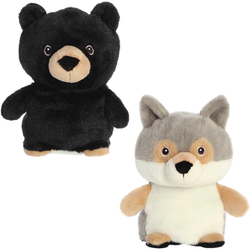 image:imageAurora Responsibly Made Eco Nation Reversible Eco Pairs Black Bear and Wolf Stuffed Animal  Ideal for Playtime Adventures  Perfect for Birthdays or Just Because  65 Inches