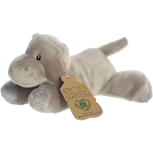 Aurora® Responsibly Made Eco Nation™ Eco Softies™ Hippo Stuffed Animal – Ideal for Playtime Adventures – Perfect for Birthdays or Just Because – Grey 8.5 Inches